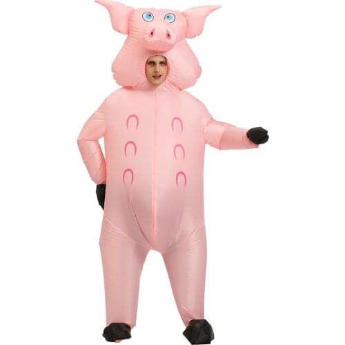 Adult Animal Inflatable Costume Pink Pig Party Role Play Disfraz Anime Mascot Clothing Halloween Cosplay Costumes for Man Woman