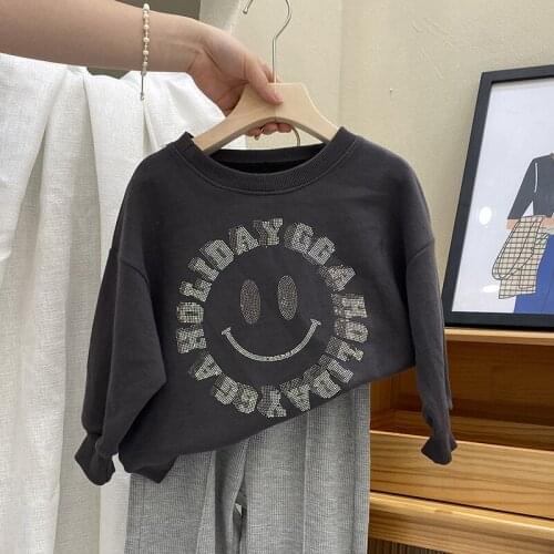 2021 new style girls boys printed sweatshirt autumn fashion cotton full sleeve kids t-shirt 2-8 years