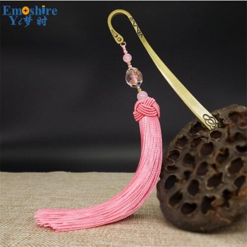 New Chinese Style Tassel Bookmarks Pink Tassel Metal Bookmarks Can Printed LOGO Custom Creative Bookmarks for Students M146