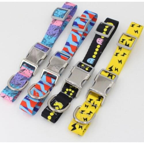 12 pcs/lot Personalized Engraved Dog Collar Nylon Printed Pet Dog Collar Custom Puppy Dogs Neck Strap Kitten Cats Collars