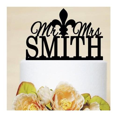 Personalised Fleur de lis MR&MRS wedding Acrylic cake toppers bridal shower engagement party decorations