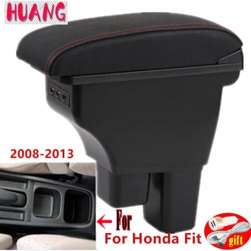 For Honda Fit Armrest For Honda Fit Jazz 2008 2009 2010 2011 2012 2013 Car Armrest box Retrofit parts Interior Storage box 3USB