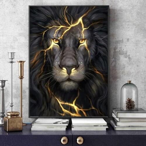 Black Gold Wild Lion Animal Poster Canvas Painting on The Wall Art Prints Living Room Interior Home Decoration Home Decor