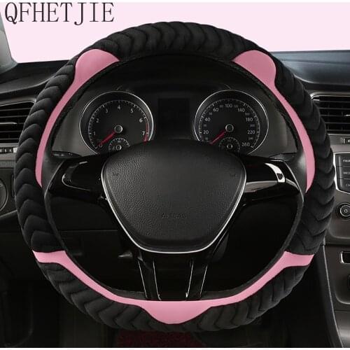 QFHETJIE Must-have Plush Car Steering Wheel Cover for Autumn and Winter, Sweat-proof, Wear-resistant and Warm Accessories