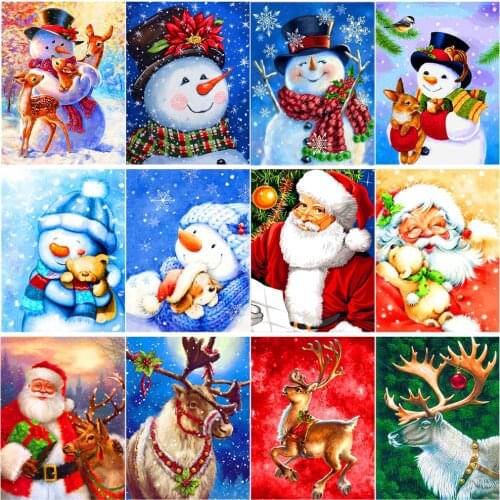 Christmas gift round full diamond 5D diamond painting Santa Claus snowman reindeer DIY diamond embroidery kit