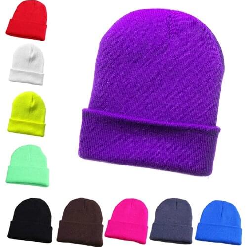 Classic Men And Women Fluorescent Color Fashion Unisex Line Cap Hat Knit Hat Hip-Hop Cotton Solid Fitted Colorful Head Hat Trend
