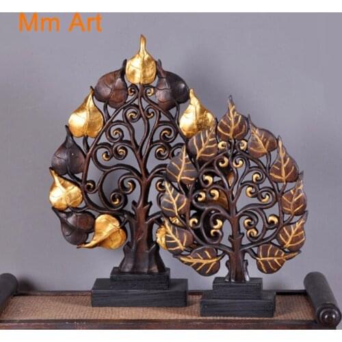 Thailand Home Ornament Entrance Decoration Decoration Solid Wood Carving Bodhi Tree Living Room Chinese Style