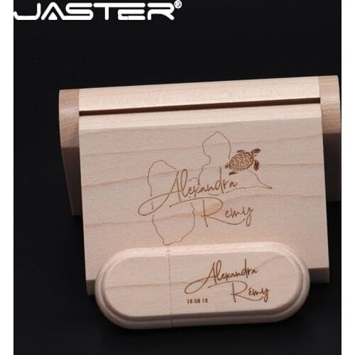 JASTER USB 2.0 Drive 8GB 16GB 32GB 64GB usb Stick pen drive Memory Stick Wood Usb + Box Wedding Gift usb flash drive 128gb bulk