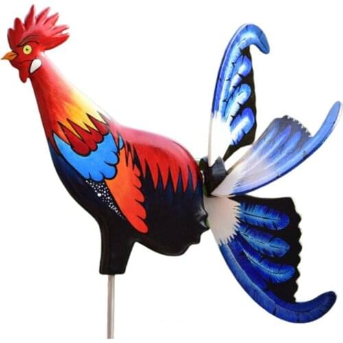 Windmills Exquisite Decorative Iron Rooster Shape Garden Art Stake for Outdoor