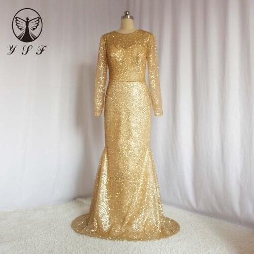 Vintage Vestidos De Fiesta O Neck Bling Bling Buttons Long Sleeve Long Sleeve Mermaid Evening Dresses