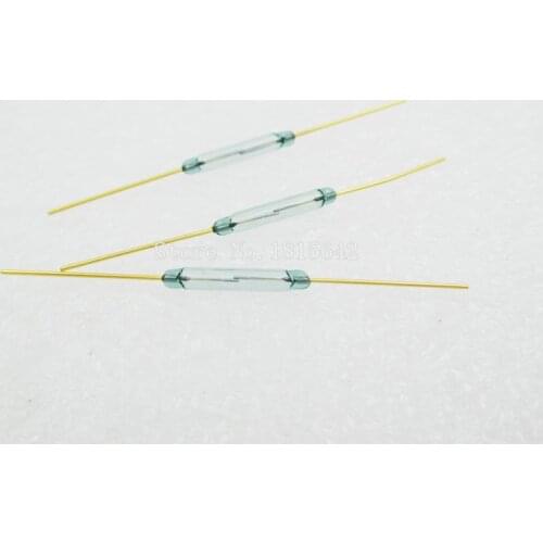 10PCS/LOT Reed Switch 2 *14mm Magnetic Control Switch Green Glass Reed Switches Glass Normally Open Contact For Sensors