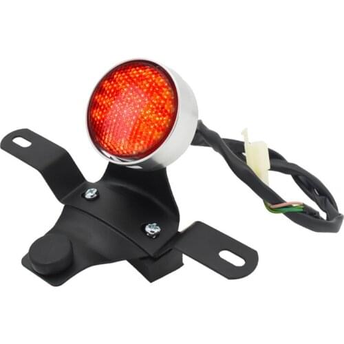 Retro Motorcycle Tail Light Rear Brake Light Circular Metal Support Nondestructive Installation 12V Universal for Harley Honda