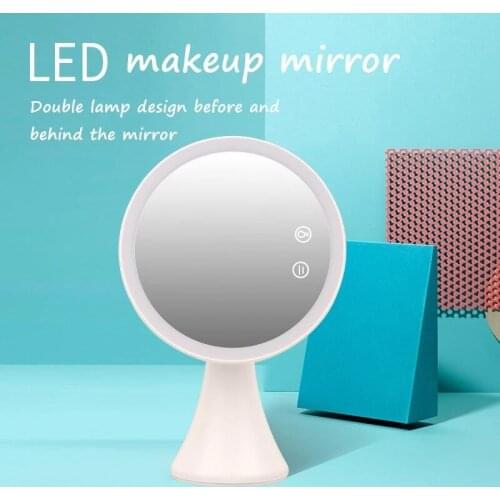 Makeup Mirror With LED Light Desktop Stepless Dimming Vanity Mirror Night Light Bedroom Folding Vanity Mirror Fill Light