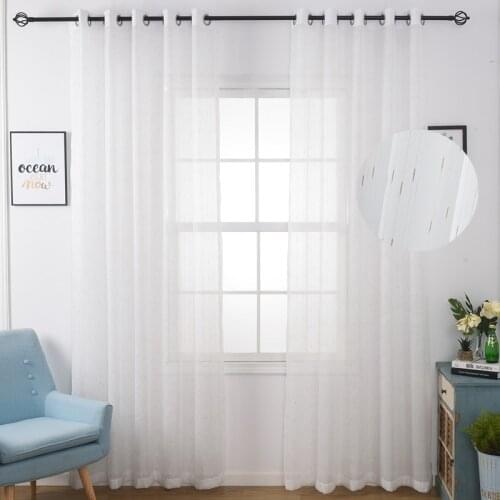 Gold Stripes Embroidered Voile Tulle Curtains for Living Room Kitchen Bedroom Modern Sheer Curtains Home Decor Drapes