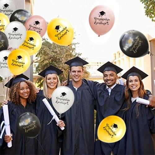 15pcs 2019 Graduation Balloons Gold & Black & Rose Color 2019 Congratulations Graduation Party Decoration Supplies
