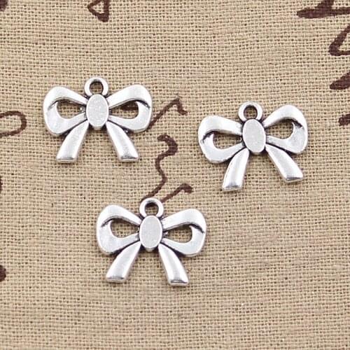 20pcs Charms Bow Bowknot Rosette 15x18mm Antique Silver Color Plated Pendants Making DIY Handmade Tibetan Silver Color Jewelry