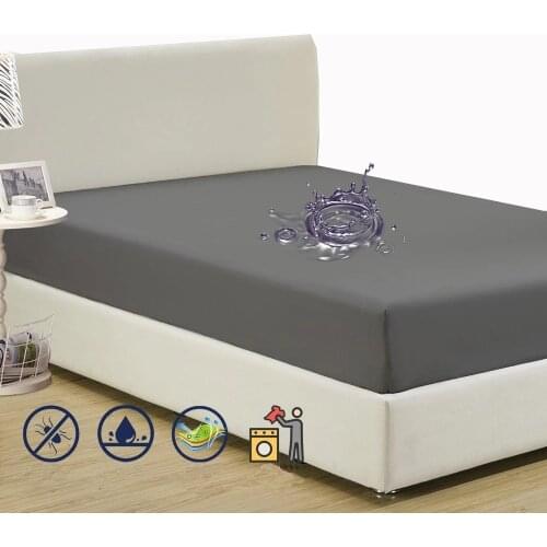 2021 Solid Waterproof Fitted Sheet King Queen Full Twin Single Size Mattress Cover with All-Around Elastic Rubber Band Bed Sheet