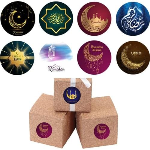 3.5cm/4.5cm Eid Mubarak Paper Stickers Kareem Blessed Moon Ramadan Gifts Decor Islamic Muslim Lable Self-adhesive Stickers HAJJ