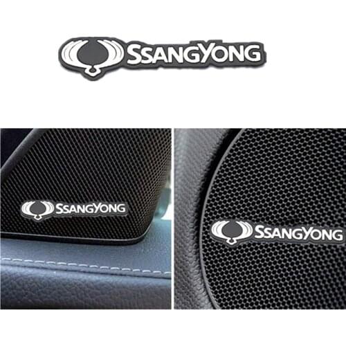 4pcs speaker aluminum 3D sticker horn sound letter stickers for SsangYong Actyon Turismo Rodius Rexton Korando Kyron car styling