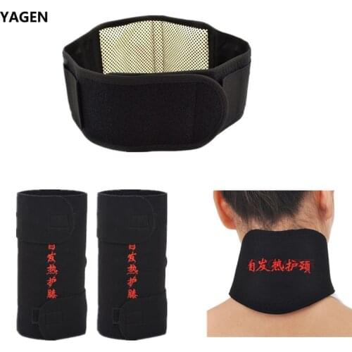 4pcs/set Self-heating Tourmaline Knee Belt Neck Magnetic Therapy Belt For Back Waist Support Brace Massager Tourmaline Products