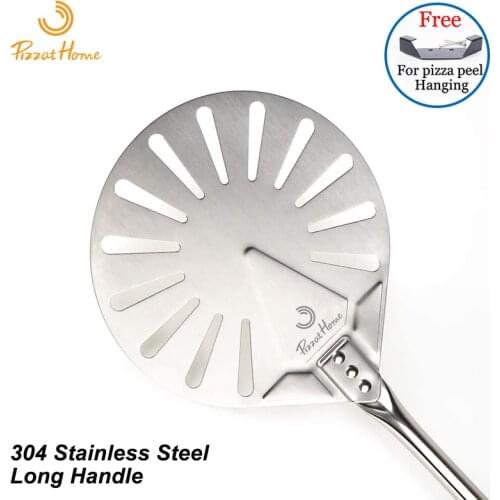 PizzAtHome 56 Inch Stainless Steel Turning Peel Round Pizza Turning Shovel Removable Turning Pizza Peel Paddle Long Pizza Tool