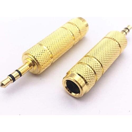 5Pcs 35mm Male To 635mm Female Audio Adapter Connector Plug Gold Pating Earphone Amplifier Stereo Plug
