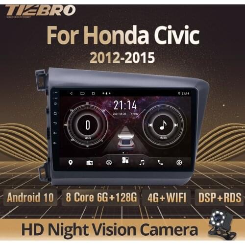 2DIN Android10 Car Radio For Honda Civic 2012-2015 GPS Navigation Stereo Receiver Car Receiver Auto Radio Car Multimedia Player