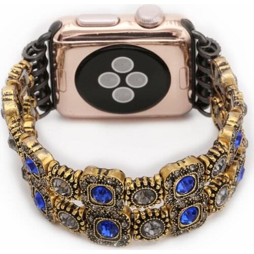 Luxury Gold Diamond Strap for Apple Watch Strap 38mm 42mm 40mm 44mm Metal Gem Band for iwatch Series SE 6 5 4 3 2 1 Bracelet