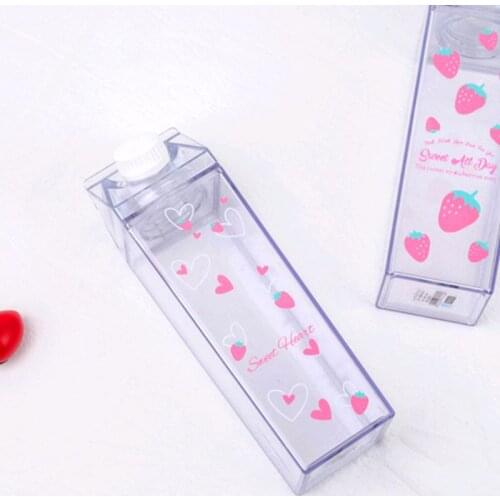 Water Bottle Milk Storage Sakura-Print Strawberry-Print Sports Drinking Clear Cup For Home School Office