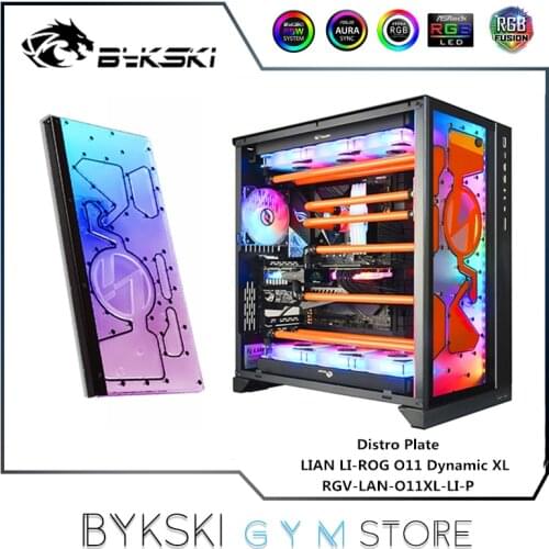 Bykski Distro Plate For LIAN LI-ROG O11 Dynamic XL, Front Panel Cooling Loop Solution, 12V/5V RGB SYNC, RGV-LAN-O11XL-LI-P