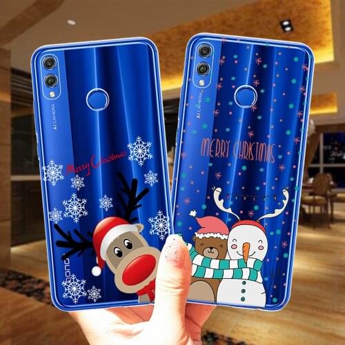 Cartoon Cute Elk Merry Christmas New Year Phone Case Cover For Huawei Honor 30 9 10 20 Lite Pro 10i 20i 8X 9X Y9 Y5 NOVA 3 3I