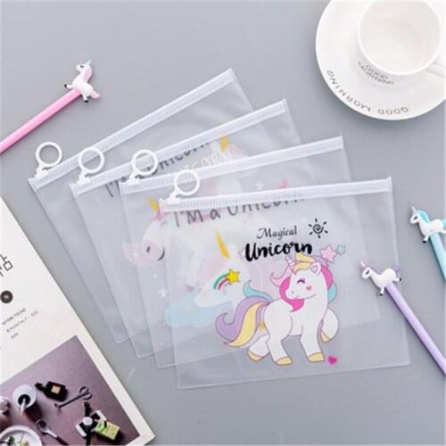 Unicorn Party Pencil Case Cute Animals Bts Transparent PVC Cosmetic Bag for Girl Kids Birthday Christmas Guest Gifts