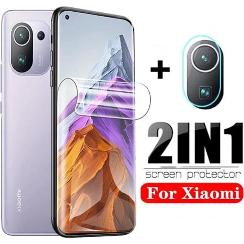 2in1 Hydrogel Film For Xiaomi Mi 11 Ultra Full Cover Screen Protector Soft Film Camera Lens Glass For Xiaomi Mi 11Lite mi11 Pro