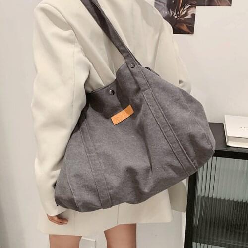 Canvas Women Handbags Large Capacity Ladies Shoulder Bags Sac Solid Top-handle Bag Designer Casual Tote Bags for Women Travel