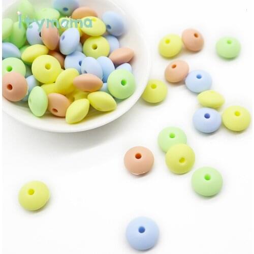 Itymama 300pc Lentil Silicone Teether BPA Free Abacus Perle Silicone Beads DIY Teething Necklace Nursing Toy Gifts Baby Teether