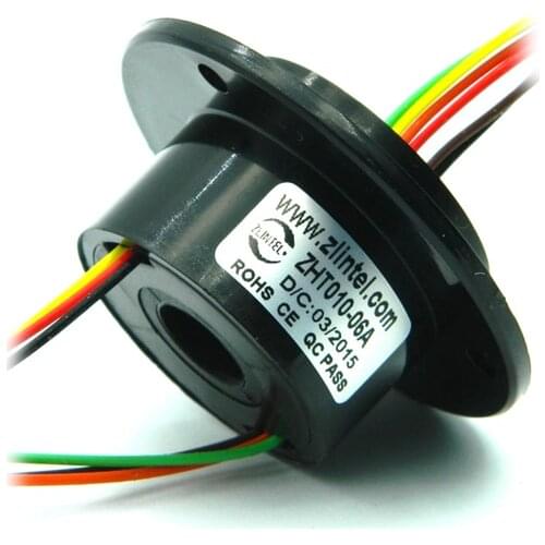 Mini Hole 10mm Hollow Slip Ring 6 Channels 2A Conductive Electric Slipring Rotary Joint Connector 240V AC/DC ZHT010-06A