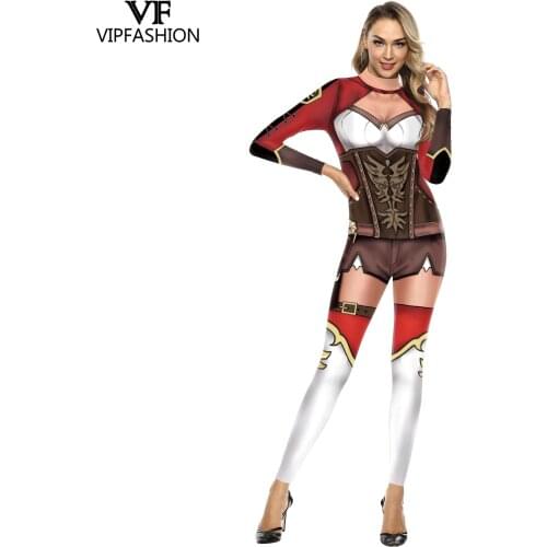 VIP FASHION Women Anime Game Cosplay Skinny Bodysuit One-piece Performance Wear Female Cosplay Jumpsuit Bodysuits