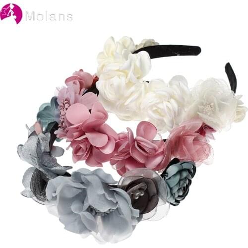 MOLANS Wedding Flower Crown Women Headband Bride Bridesmaid Hair Band Art Photography Cute Romantic Hair Accessories Headwear