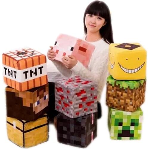 Minecrafte 10cm 20cm 30cm Stuffed Plush Doll Pillow grass Creeper TNT Redstone Ore Square Pig Children Kid Birthday Gift Toy