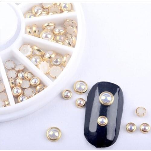 Nail Art Wheel Tips DIY Crystal Glitter Rhinestone 3D Pearl Nail Art Decoration Acrylic Diamond Drill Set