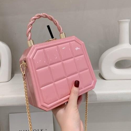 Grid Design Luxury Designer Small Handbags for Women Fashion Box Bags Chains Strap Crossbody Shoulder Bags Pink Bolsa Feminina