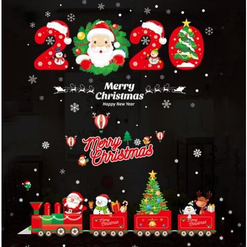 Tronzo Christmas Decoration For Home Cartoon Christmas Stickers For Window/door/wall Santa Claus New Year Ornaments Navidad 2019