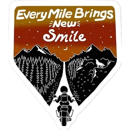 S40544# Funny Self-Adhesive Decal Every Mile Brings New Smile Car Sticker Waterproof Motocycle Decors on Bumper Rear Window
