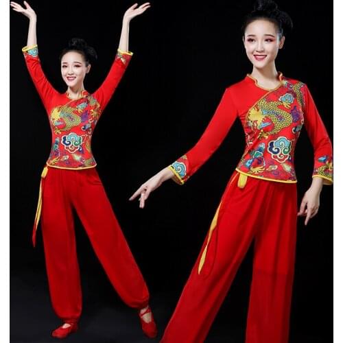 Stage dance wear Chinese folk dance costume clothing national ancient fan dance traditional Chinese dance costumes DD1974