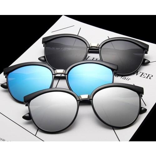 Cool Vintage Sunglasses Women Fashion Design Sun Glasses For Women Colorful Mirror Retro Black Cateye Oculos De Sol Feminino