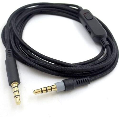 Inline Mute 3.5mm Wire Portable Audio Cable Cord Detachable Removable Black Volume Control Aux For HyperX Cloud Alpha
