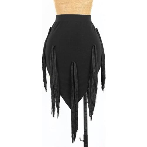 New Latin Dance Skirt Women Black Irregular Fringe Skirts Adults Practice Clothes Cha Cha Rumba Samba Tango Dancewear DNV12865