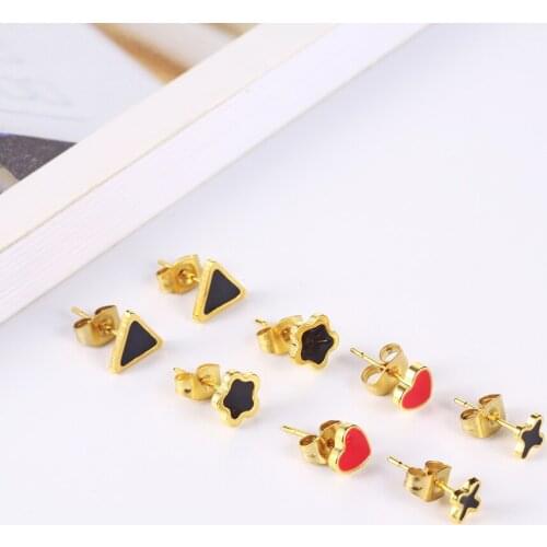 OUFEI Stainless Steel Jewelry Woman Stud Earrings Gifts for women Fashion Jewelry LOVE Earrings Mass effect Wholesale lots bulk