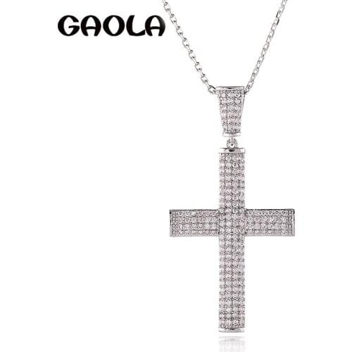 GAOLA New Cross Necklaces Pendants Cubic Zirconia Jewelry Chain Necklace For Women GLD1453