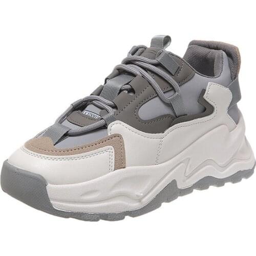 Womens Sports Shoes 2021 New Soft and Breathable Color Matching Student Casual Shoes with Platform Sole